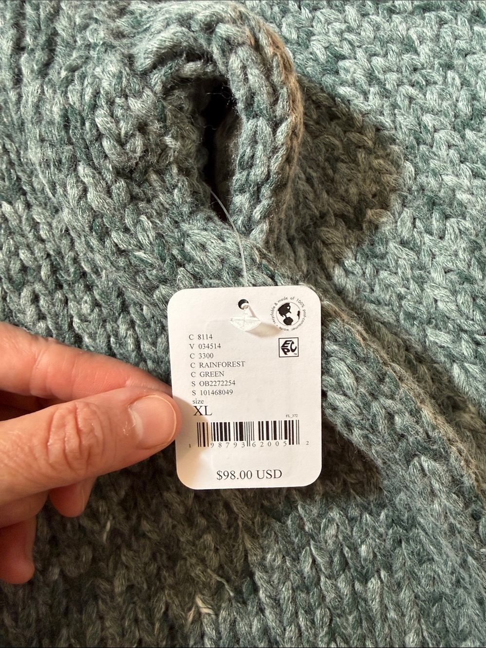 Free People Opal Rollneck Sweater, NWT, XL, Rainforest - Picture 4 of 6